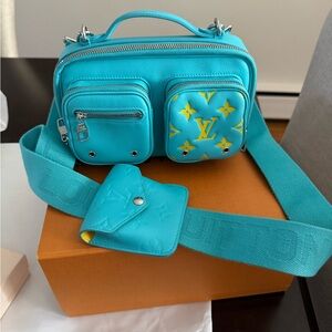 Louis Vuitton Aqua and Yellow Crossbody Bag